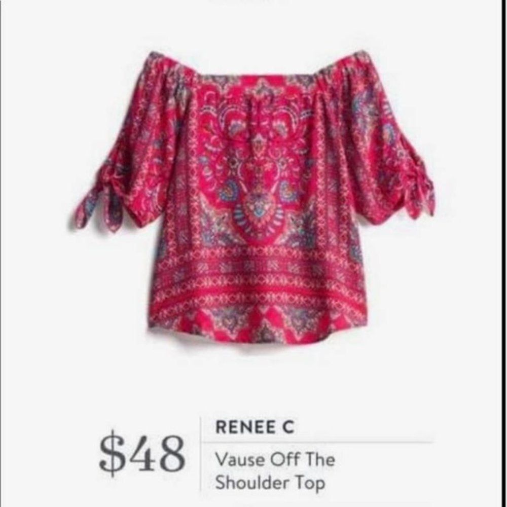 Verse Off The Shoulder Top Women Red‎ Pink Paisley Boho Festival Blouse
